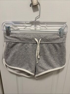 Divided Gray Athletic Drawstring Shorts with White Trim